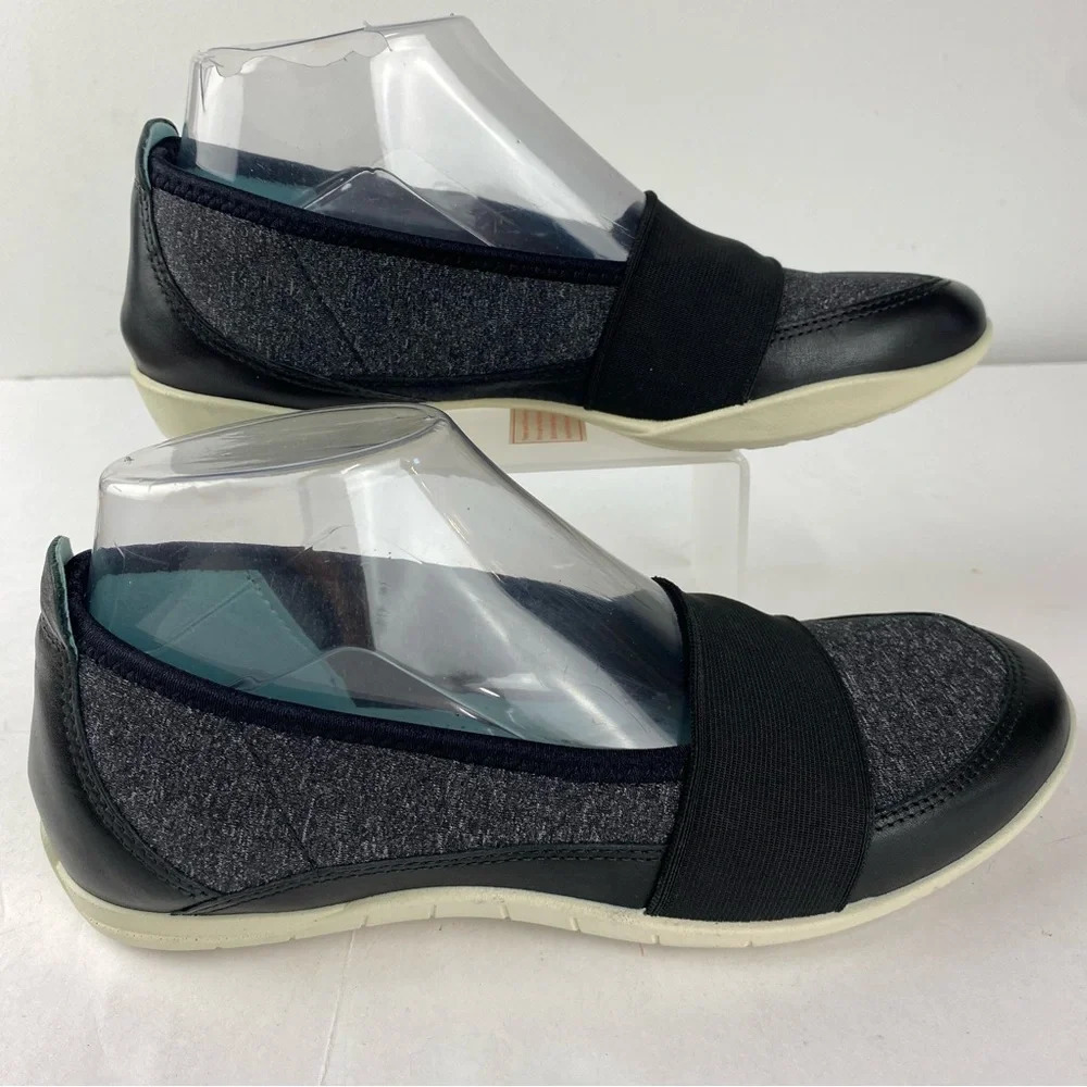 Ecco Womens 36 (US 5.5) Black Gray Bluma Ballet Flats Loafers Slip On Shoe